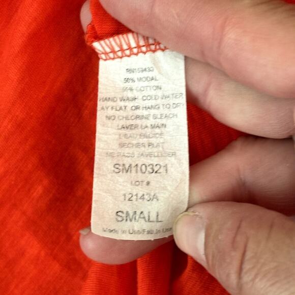 Elan Distressed Short Sleeve Tee Orange Size Small - Picture 7 of 8
